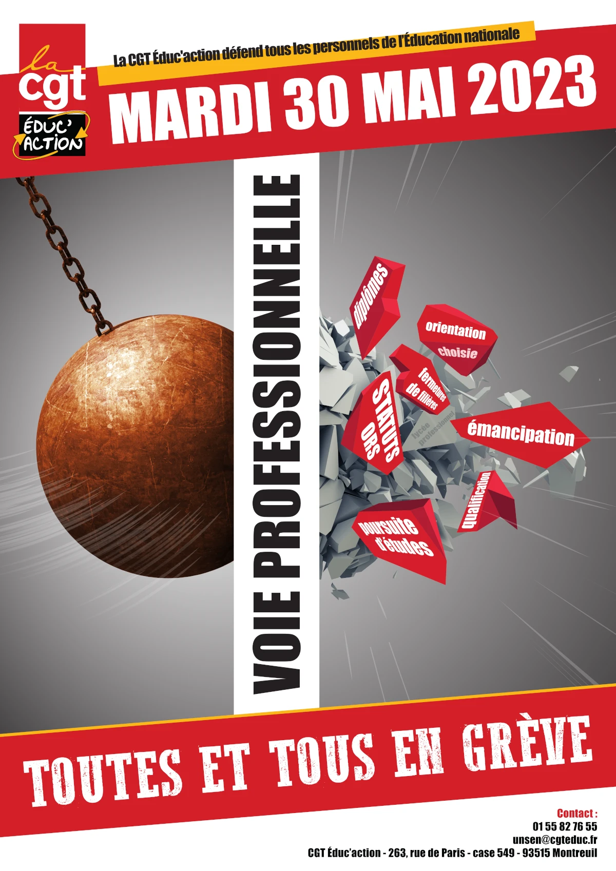 Toutes et tous en grève mardi 30 mai 2023 pour la défense du lycée professionnel