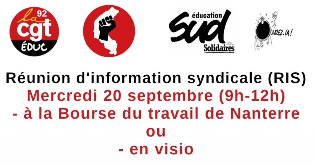 Une RIS CGT Educ 92 SUD Educ 20 09 2023