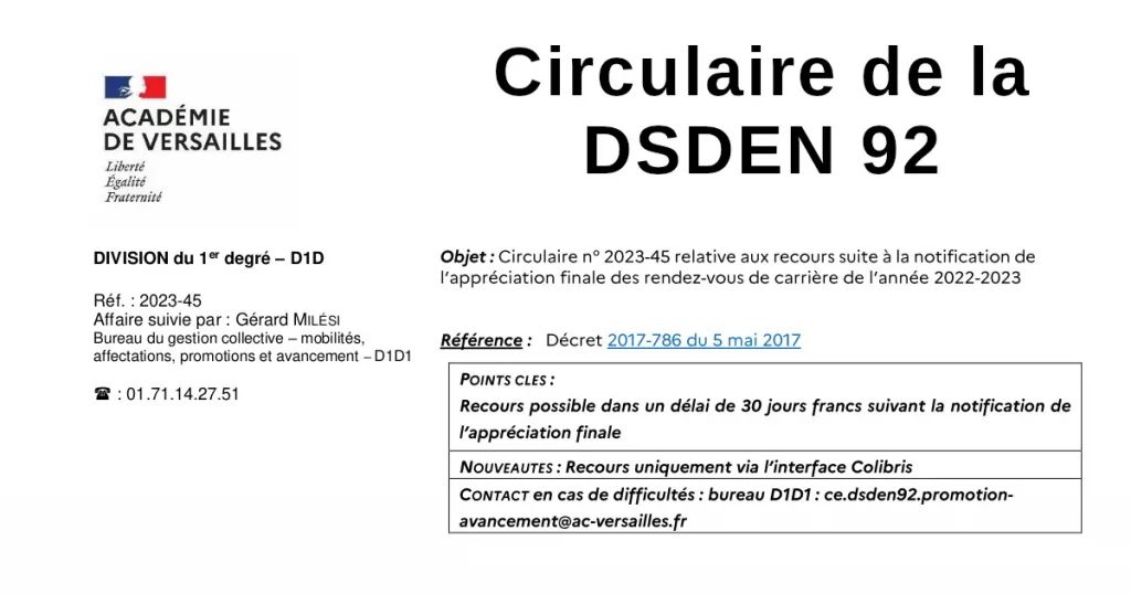 Une Circulaire Recours avis final RS2023